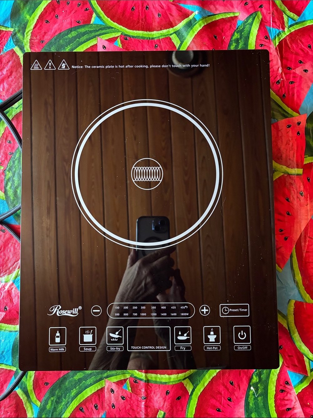 Rosewell Home Black Ceramic Induction Cooktop - Single Burner